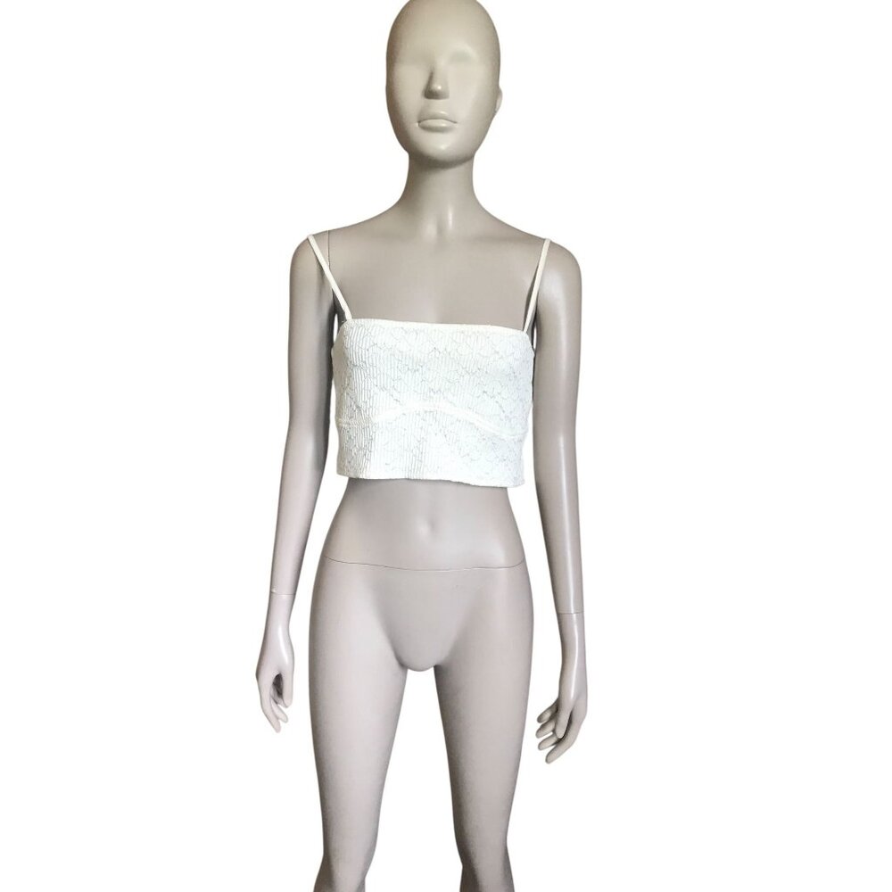 NWT Zara White Thick Lace Crop Top